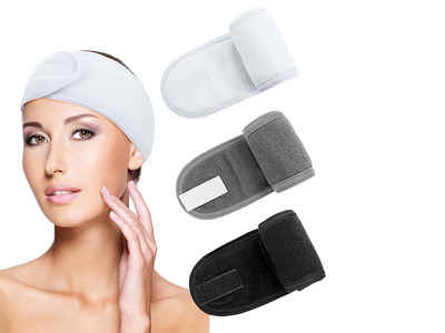 FIDDY Haarband Stirnband 3 Stück Verstellbares Stirnband für Gesichtswäsche Yoga, 3-tlg.