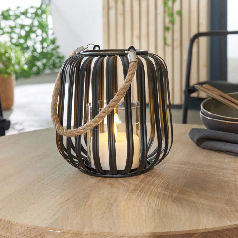 Home-trends24.de Windlicht Kerzenhalter schwarz Metall Stumpenkerzen Kerzenständer