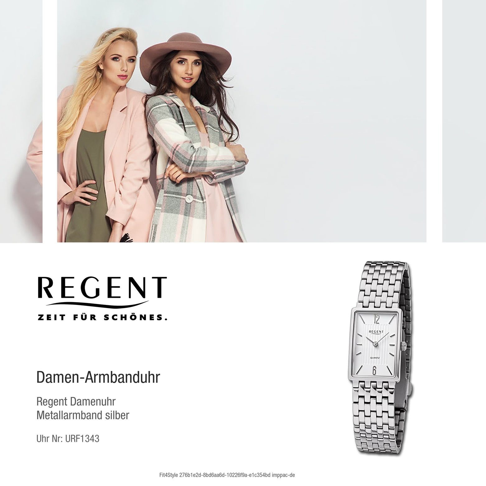 Regent Quarzuhr Regent Damen Armbanduhr Analog, (Analoguhr), Damen Armbanduhr rund, extra groß (ca. 20x29mm), Metallarmband