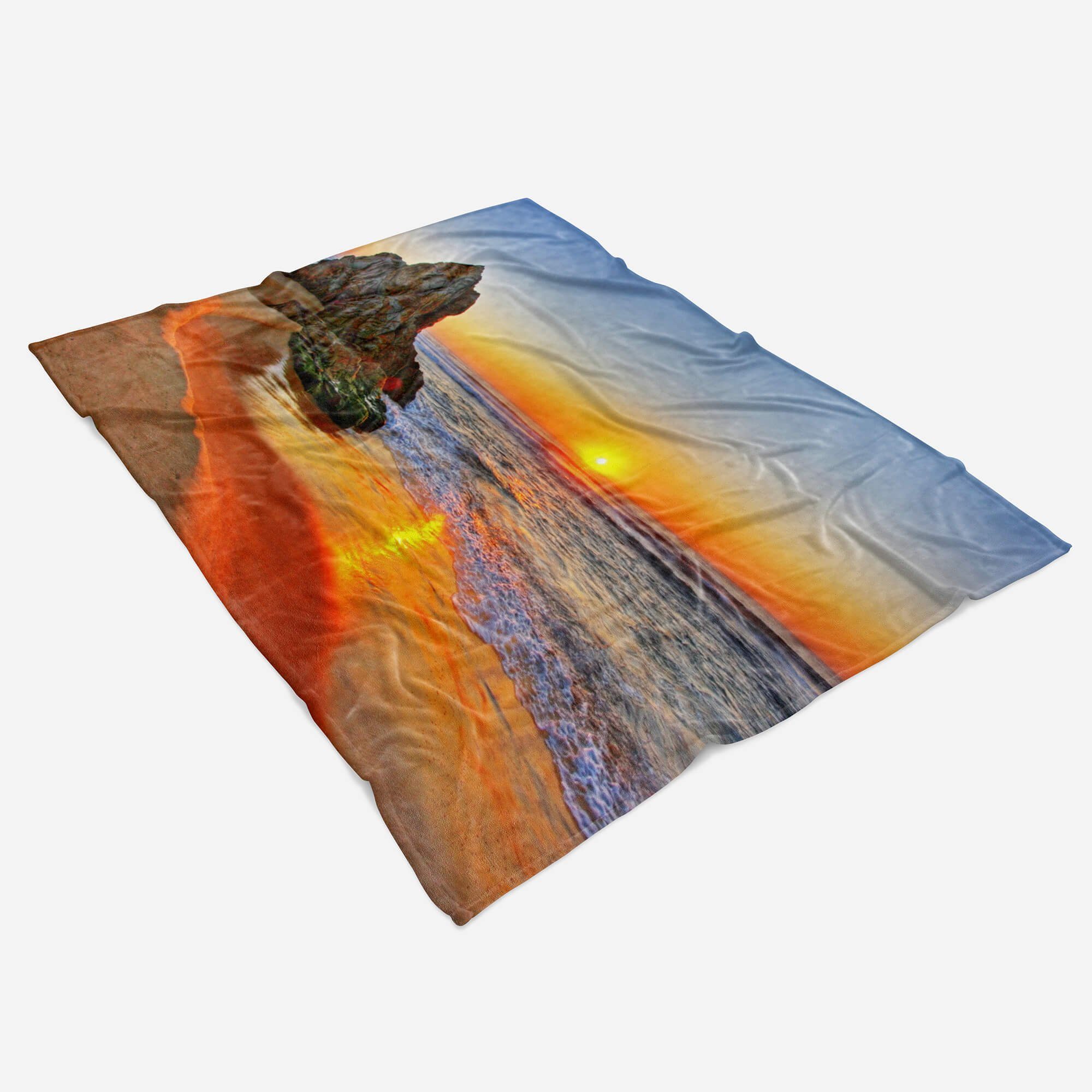 (1-St), Sinus Strand Fotomotiv Handtuch Kuscheldecke Handtuch Art mit Baumwolle-Polyester-Mix Strandhandtuch Handtücher Saunatuch Sonnen, Meer