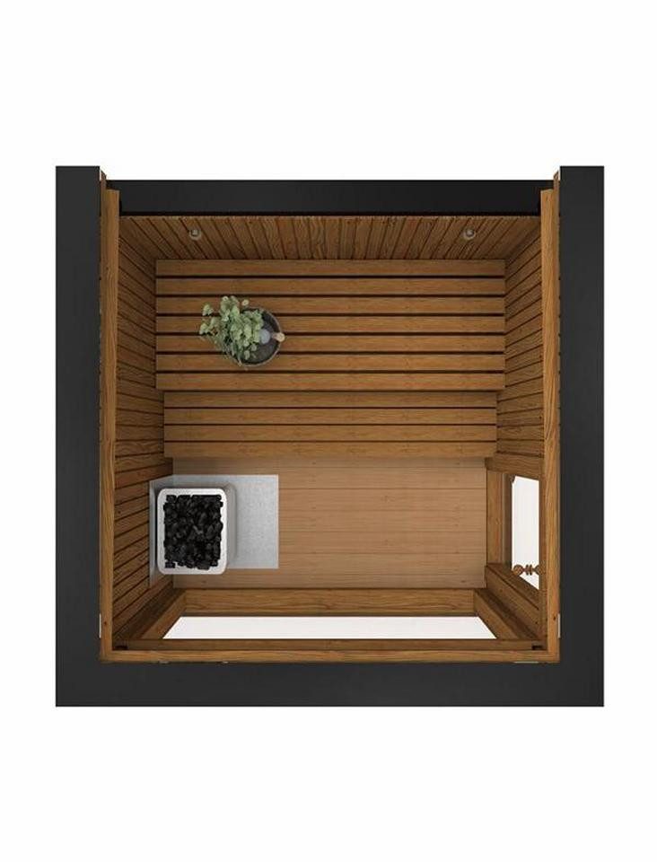 JVmoebel Saunahaus Moderne Holz Gartensauna Panorama Außensauna in Braun, Made in Europe