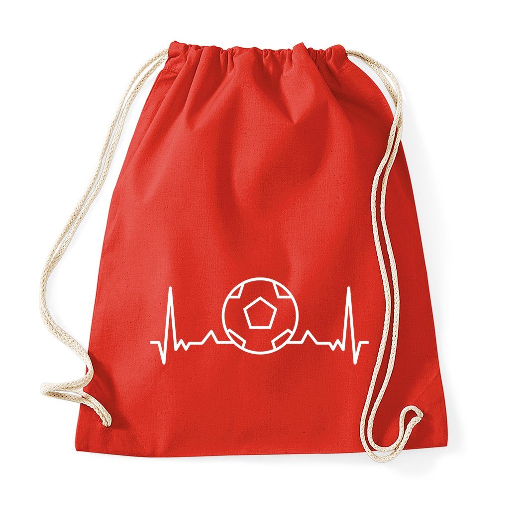 Youth Designz Turnbeutel Heartbeat Fußball Baumwoll Tasche Turnbeutel, mit trendigem Frontprint