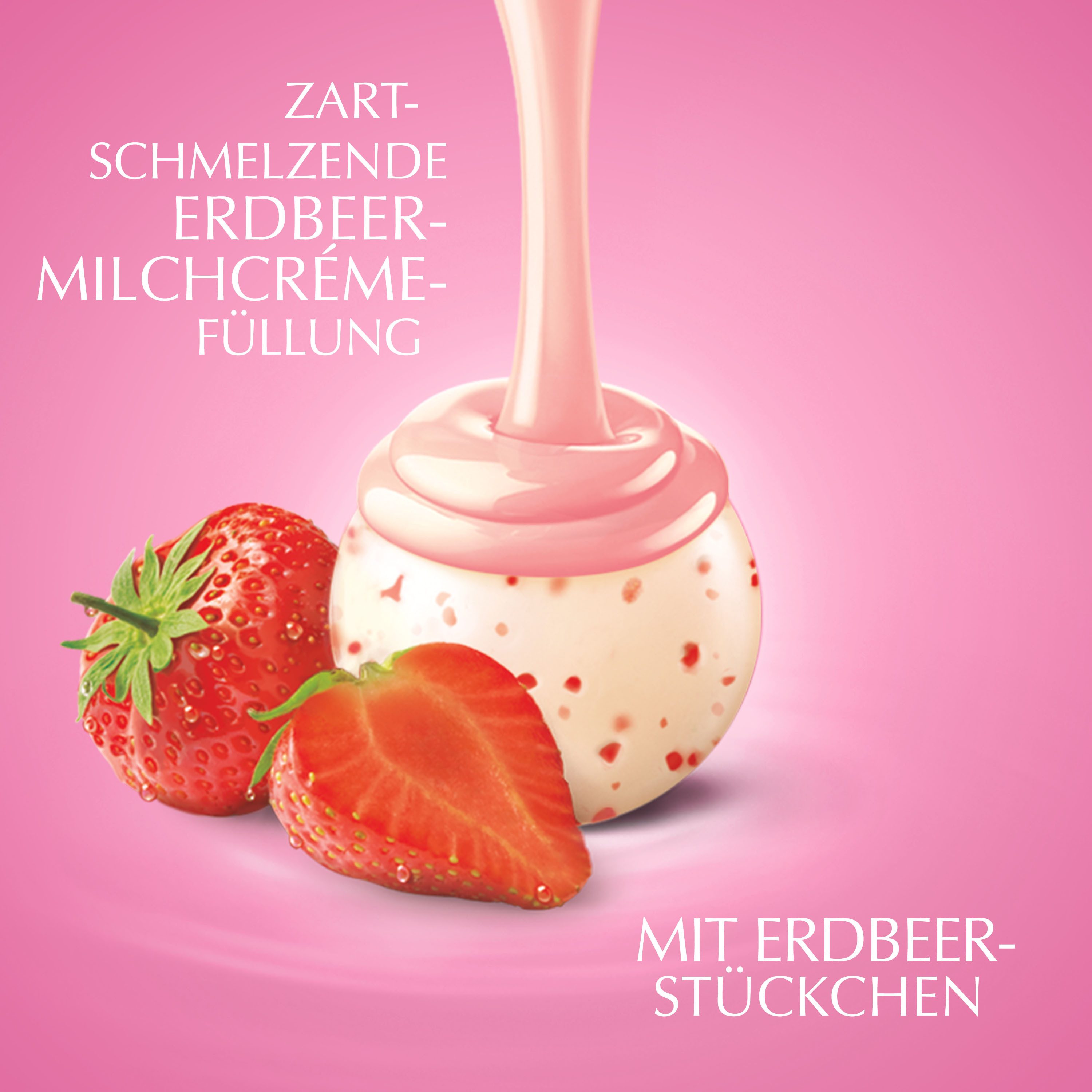 Lindt LINDOR Schokolade 137g Erdbeer Sahne Beutel Kugeln Schokolade Pralinen Geschenk, 1 x 137 g, 1 St.
