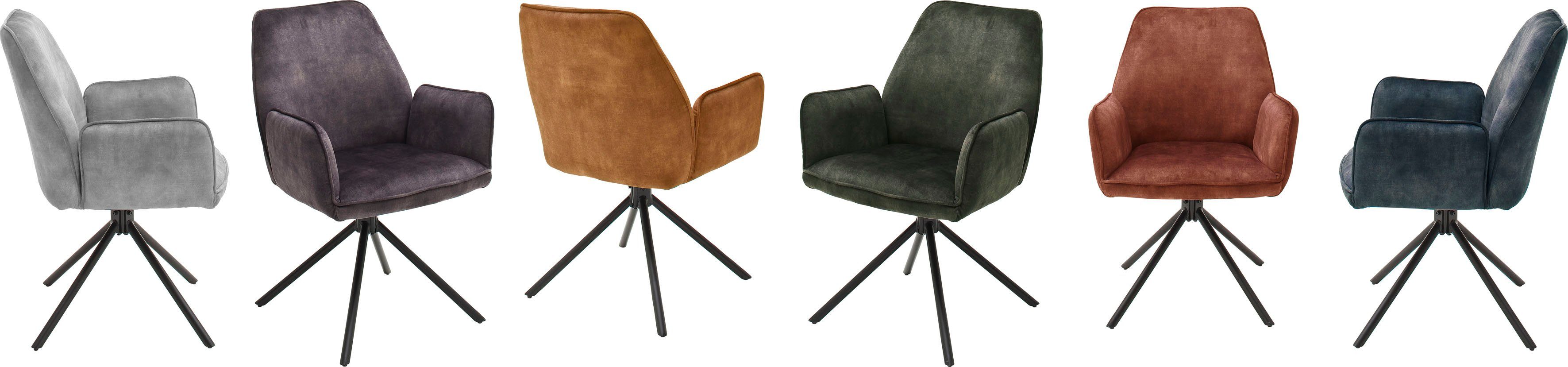 Vintage mit Keder, mit Ottawa Armlehne Stuhl | furniture 120 2 Grau (Set, Grau MCA Esszimmerstuhl Veloursoptik bis belastbar Kg St),