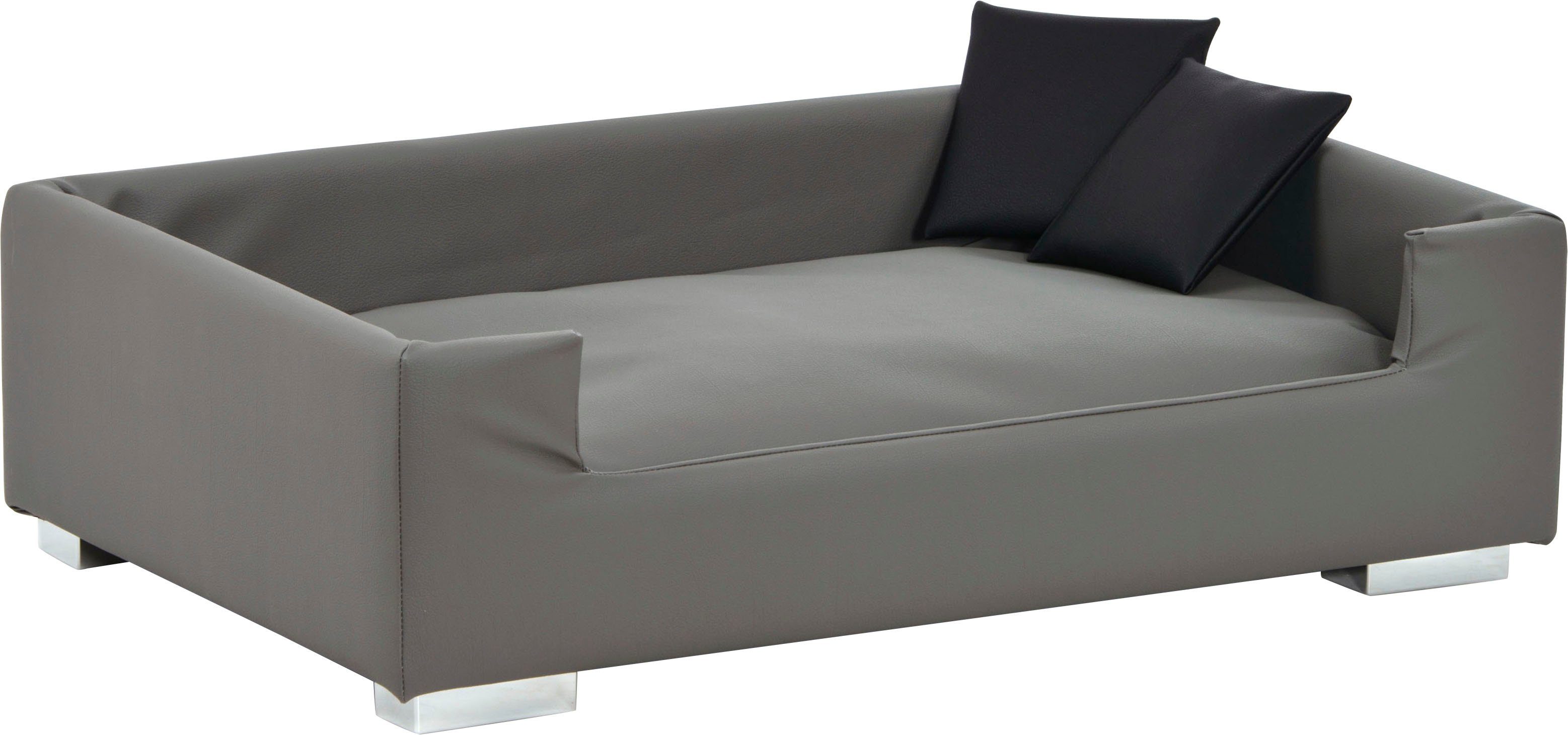 Tiersofa Velourslederimitat, 2 Candy, inkl. Dekokissen, 57x91x25 grau-schwarz ABUKI gratis Futterball LxBxH: cm,