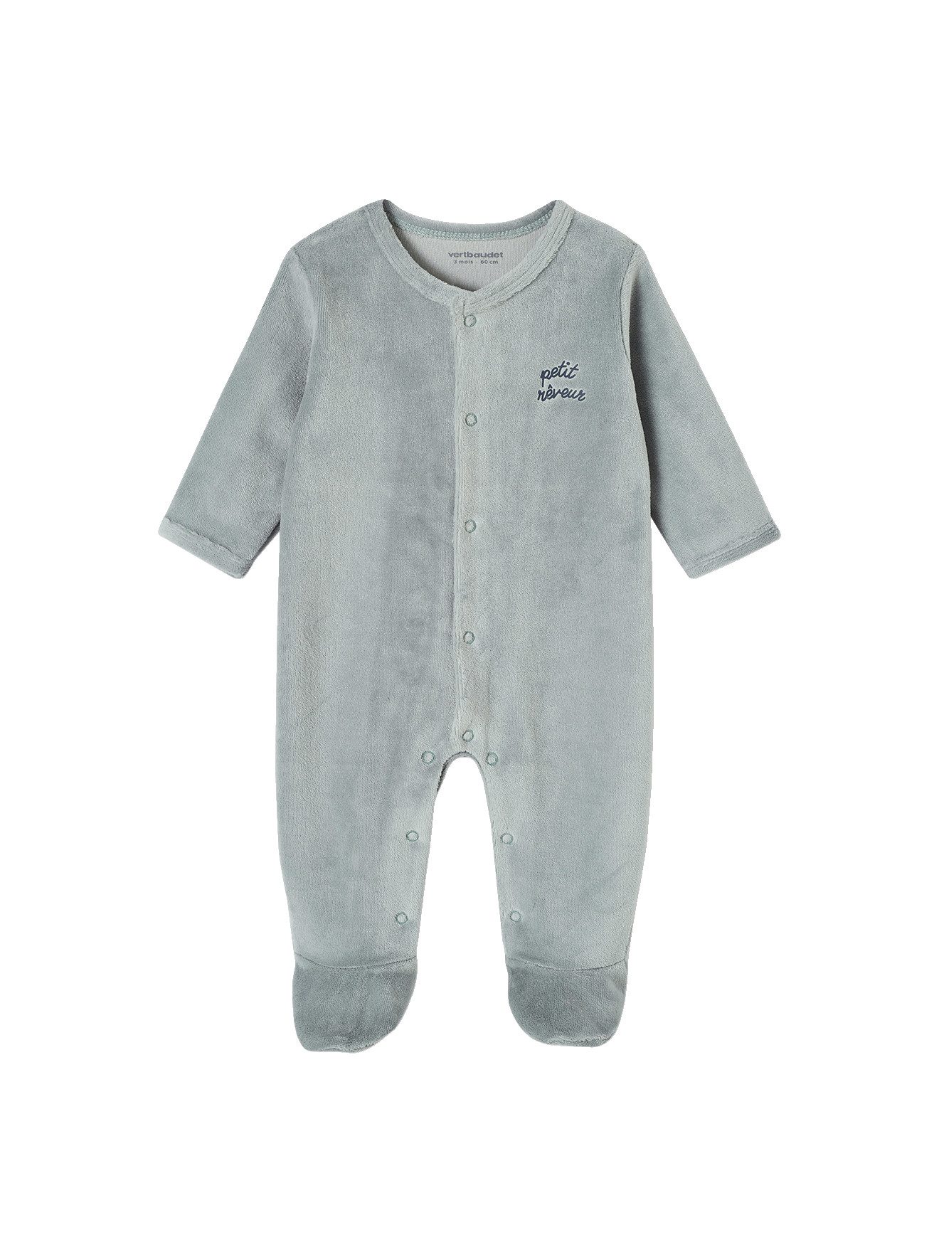 vertbaudet Schlafanzug Baby Samt-Strampler BASIC 3er-Pack