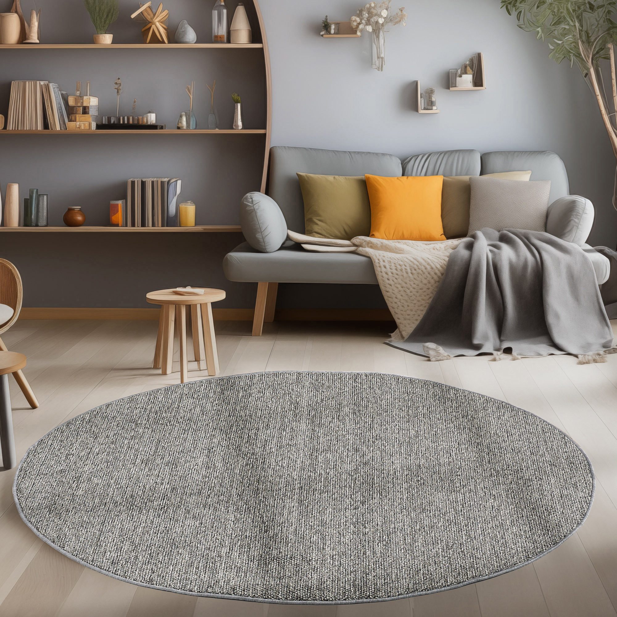 Carpettex Schlingenteppich Unicolor, Rund, Höhe: 7 günstig online kaufen