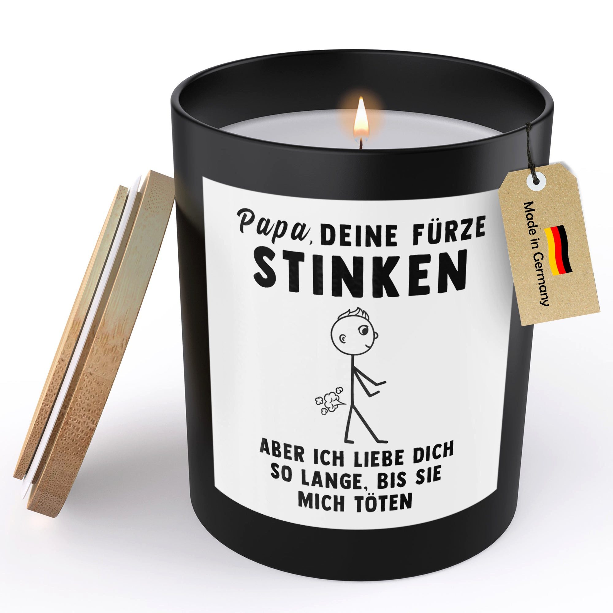 22Feels Duftkerze Deko Papa Geschenk Vater Deine Fürze Stinken Vatertag Geburtstag Mann, MADE IN GERMANY, Europäisches Sojawachs, Handgegossen