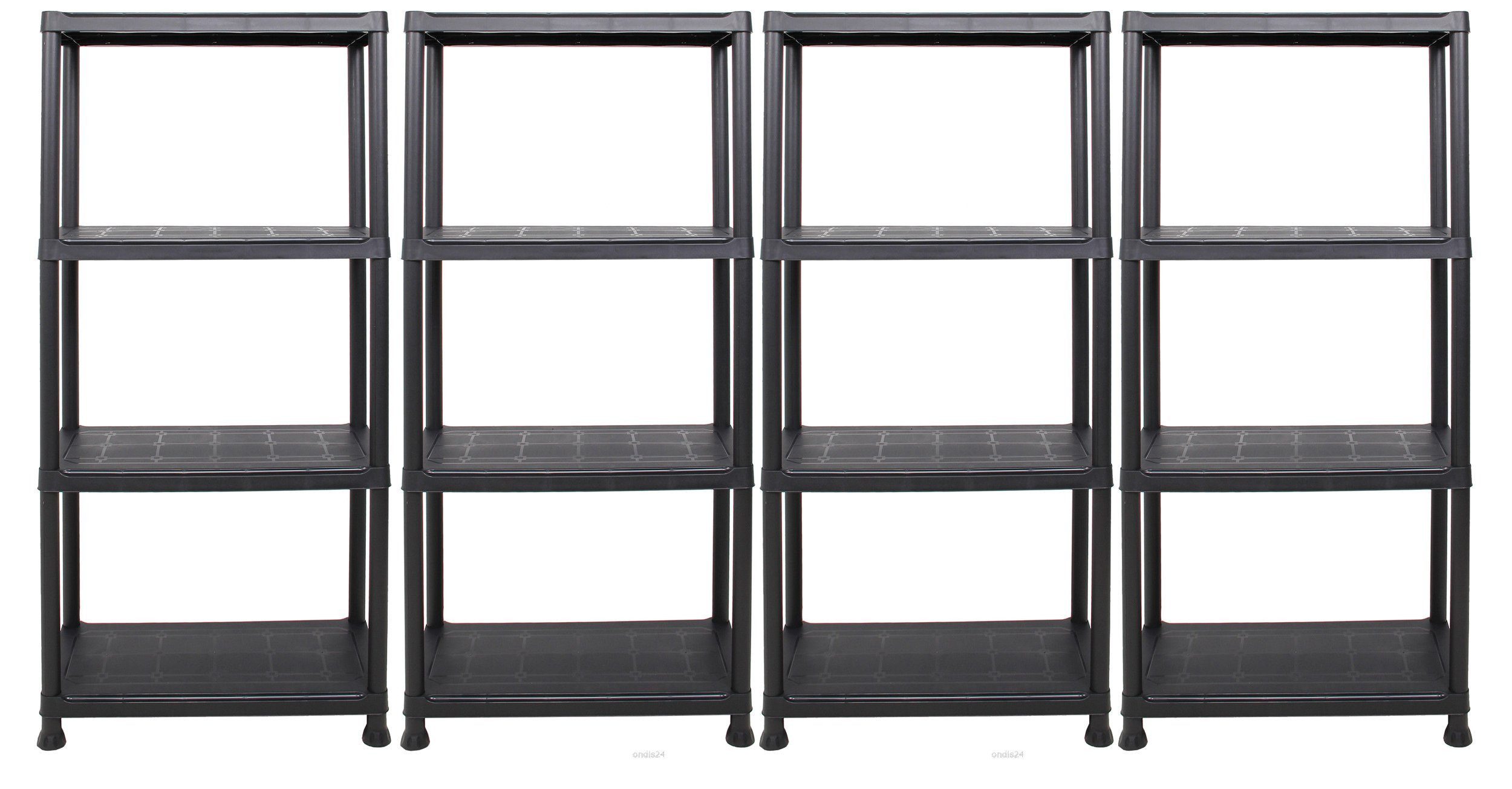 ONDIS24 Steckregal 4x Kunststoffregal, 60 x 30 x 131 (H) cm, 4 Böden, Schwerlastregal, bis zu 80 kg, Regal, Lagerregal - 4er Pack