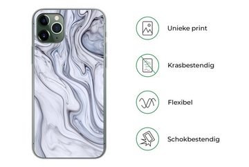 MuchoWow Handyhülle Marmor - Weiß - Schwarz, Handyhülle Apple iPhone 11 Pro Max, Smartphone-Bumper, Print, Handy