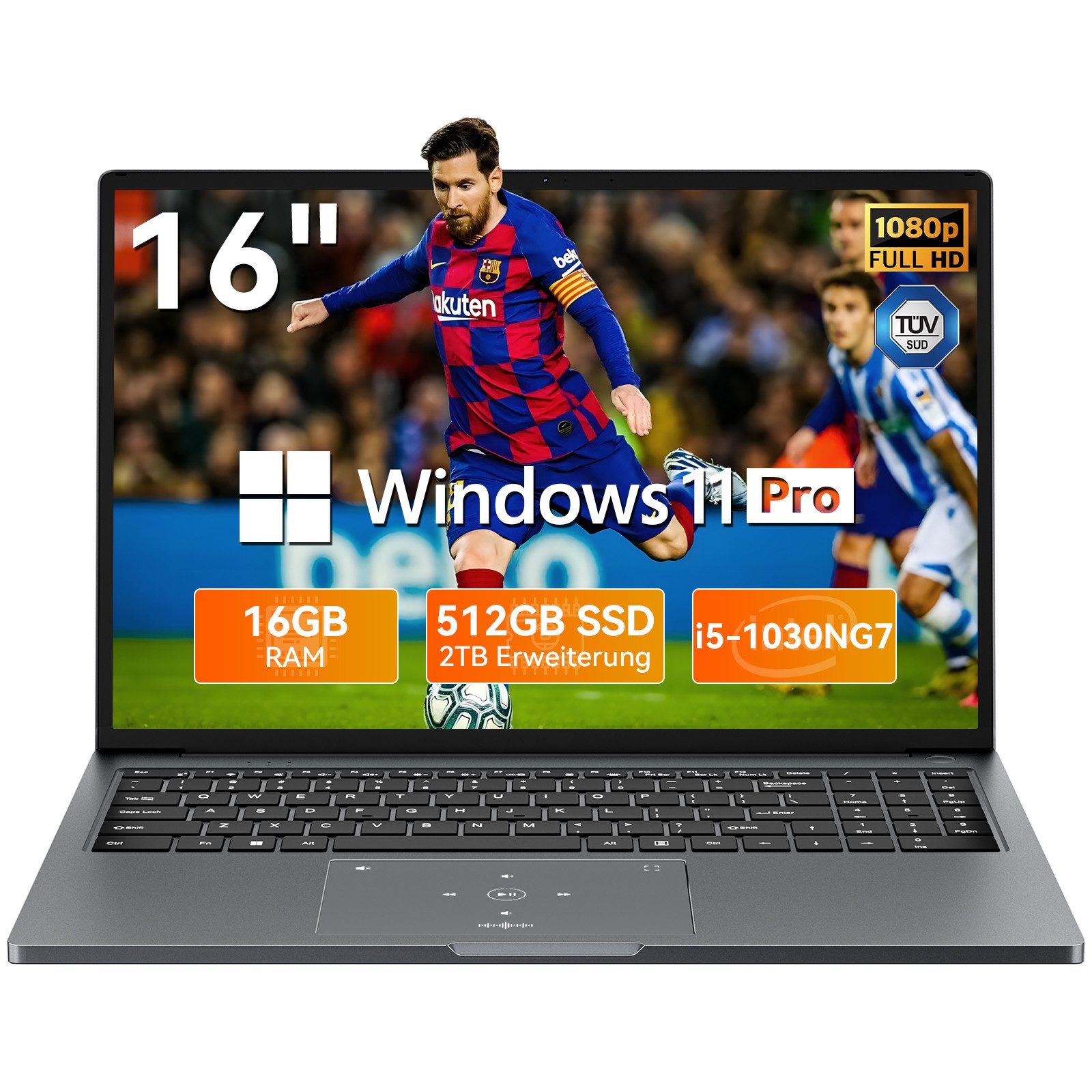 blackview 16“ Intel Core i5 (8C/12T) Acebook12, 16 GB + 512 GB, Windows 11 Pro Notebook (Intel Intel Core i5 Core i5-1030NG7, 16 GB, 512 GB SSD, FHD/Deutsche Tastaturaufkleber/mit Tasche, Maus, Tastatur)