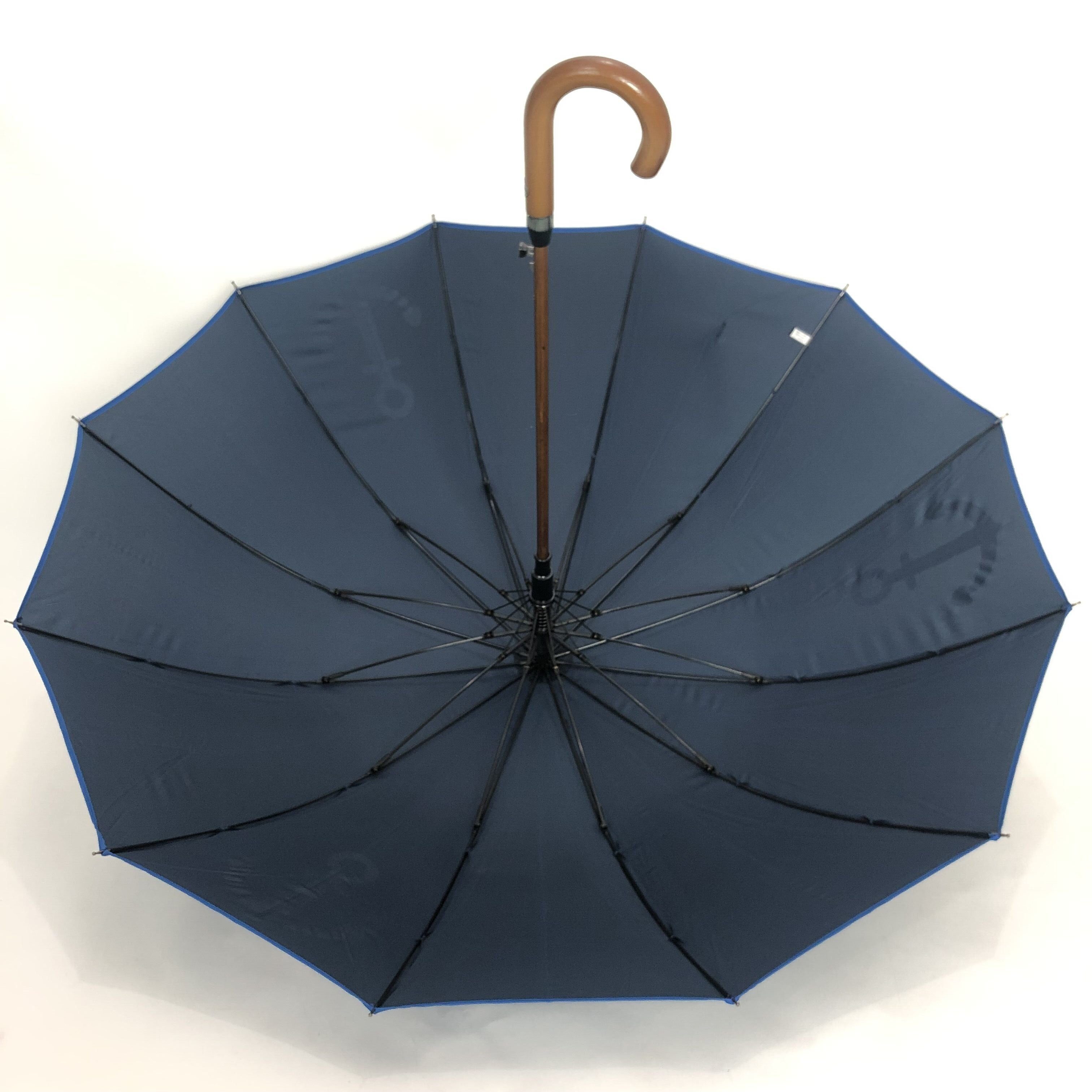 COFI 1453 Stockregenschirm Holzstockschirm 190T-Pongee Bespannung in Blau Ankermotiv