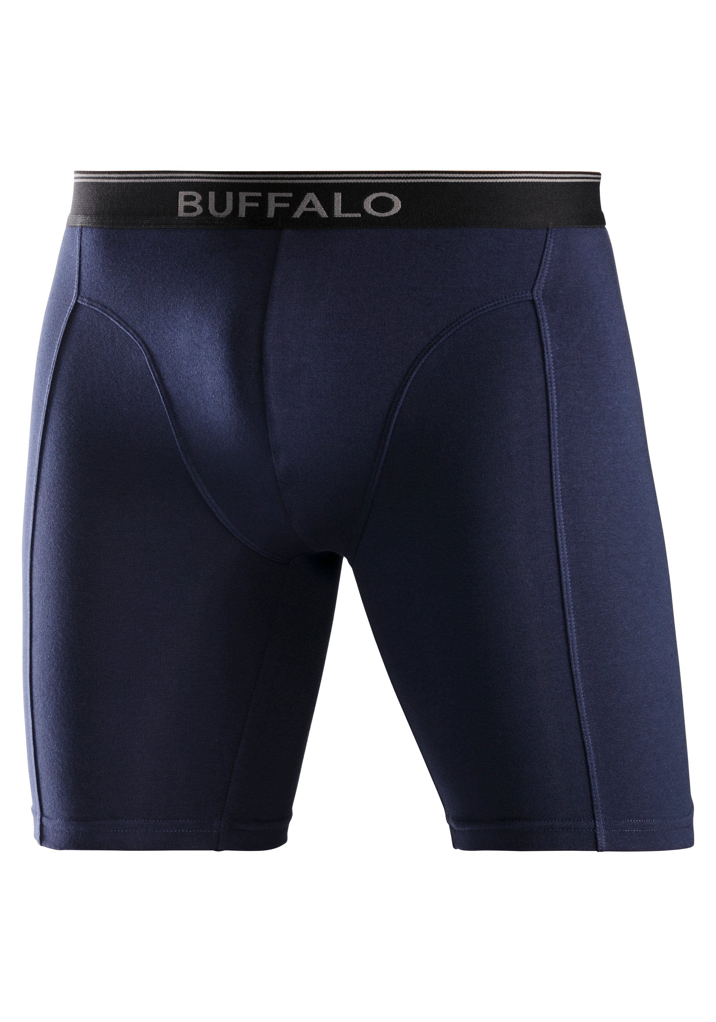 Buffalo langer Trekking Boxer 3-St) in und navy auch grau, (Packung, ideal Form Sport aquablau, für