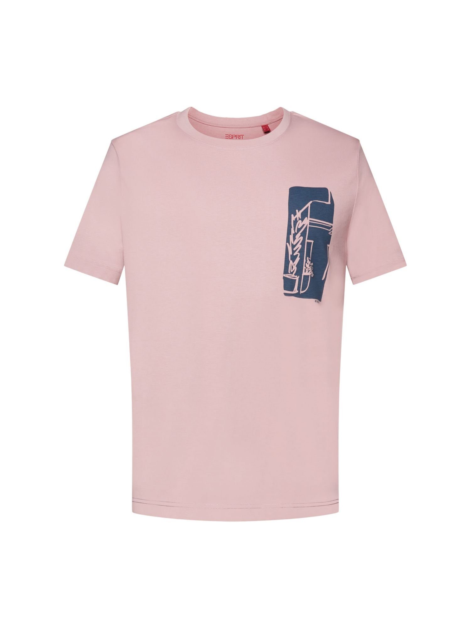 edc by Esprit T-Shirt T-Shirt mit Frontprint, 100% Baumwolle (1-tlg) OLD PINK