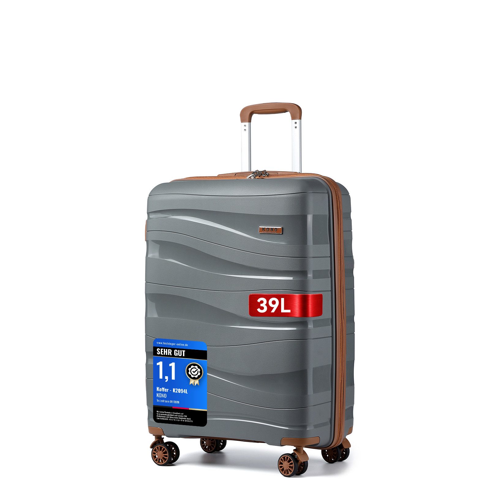 KONO Handgepäck-Trolley Leicht Hartschalenkoffer Reisekoffer mit 4 Rollen und TSA Schloss