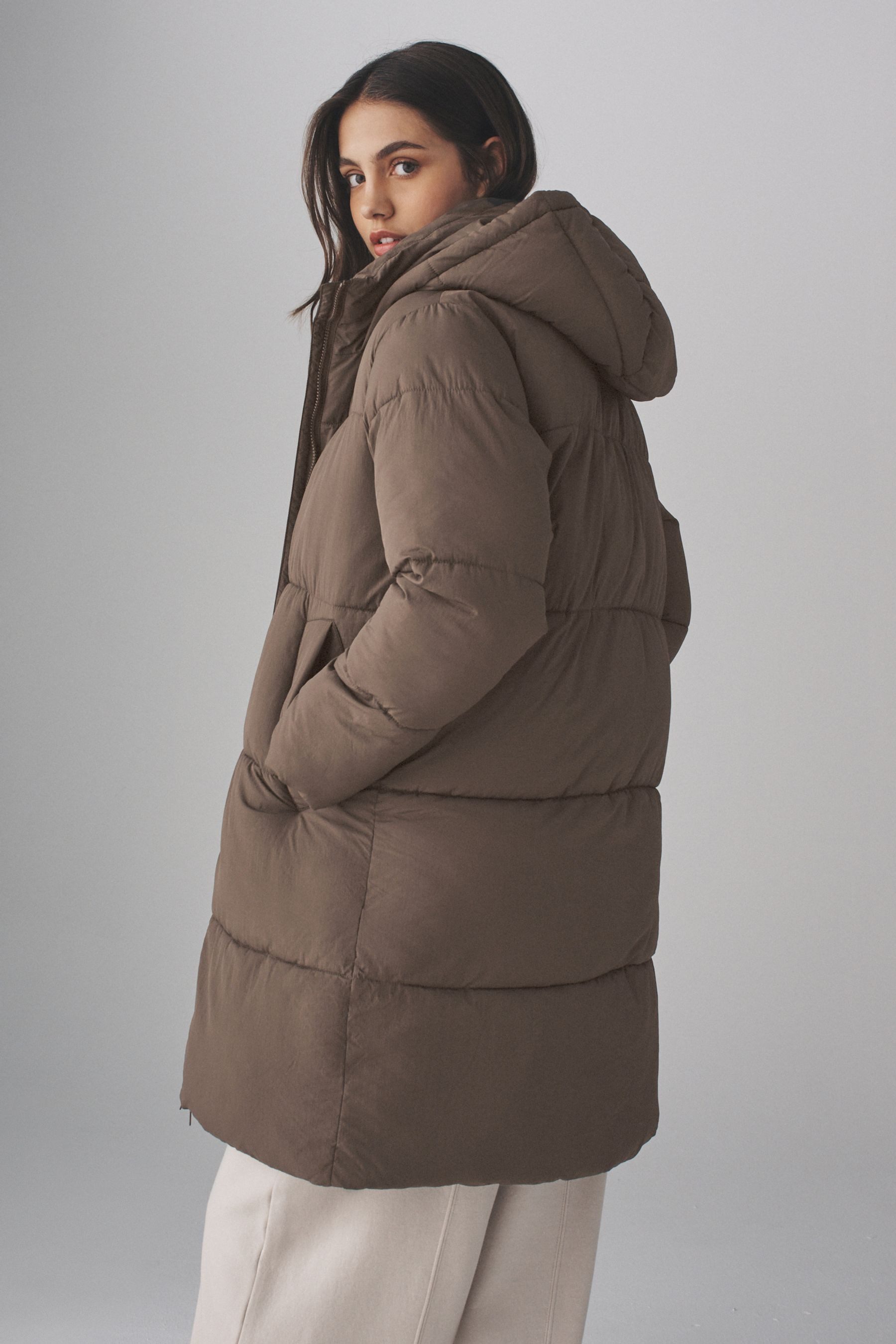 The Set Steppmantel The Set Langer, wattierter Mantel mit Kapuze (1-tlg) günstig online kaufen