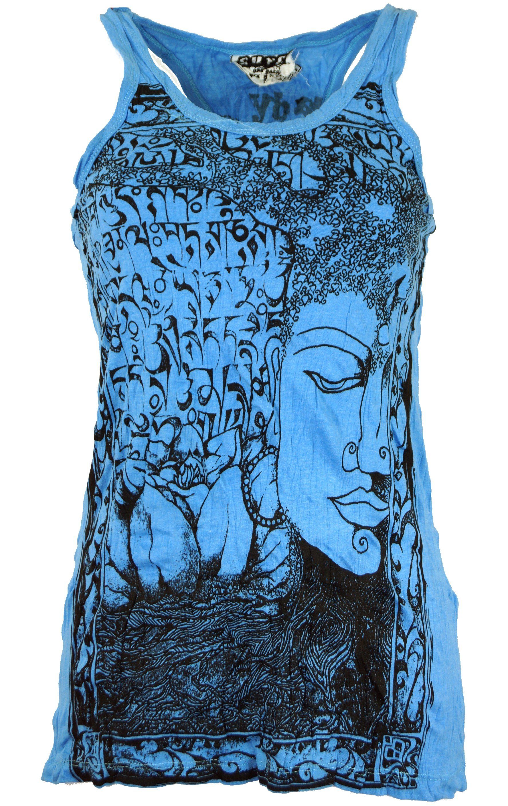 Guru-Shop T-Shirt Sure Tank Top Buddha - hellblau Festival, Goa Style, alternative Bekleidung