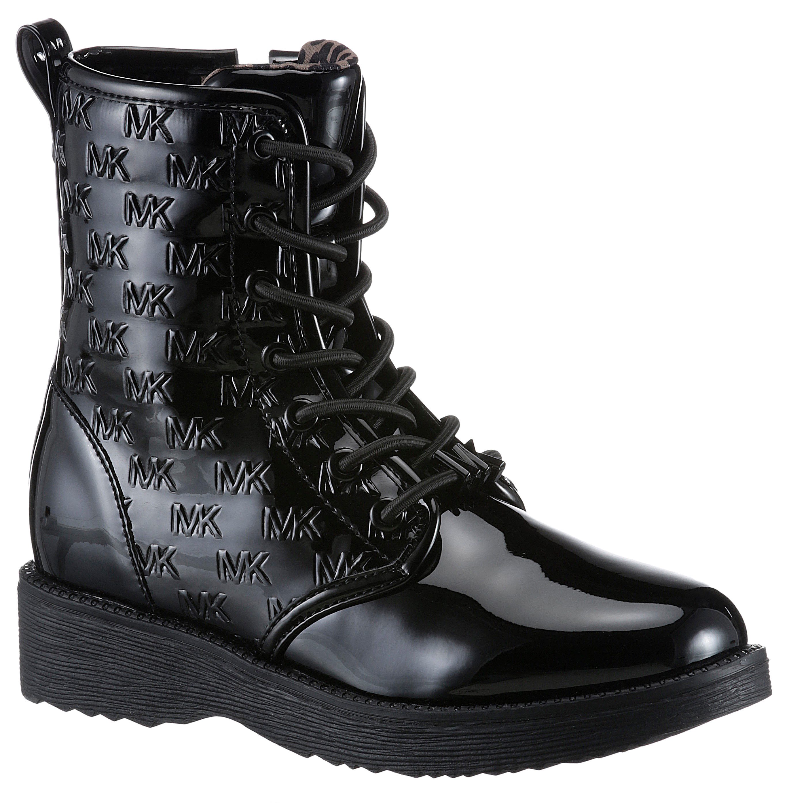 MICHAEL KORS KIDS HASKELL MK FACET Schnürboots Chunky Boos, Stiefelette, Lackschuh mit gestepptem Schaft