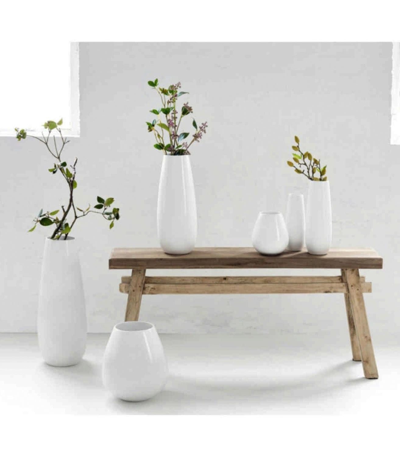 ASA SELECTION Tischvase EASE XL, Ø 28 x H 32 cm, Weiß, Steingut, glänzend, (1 St), wasserdicht
