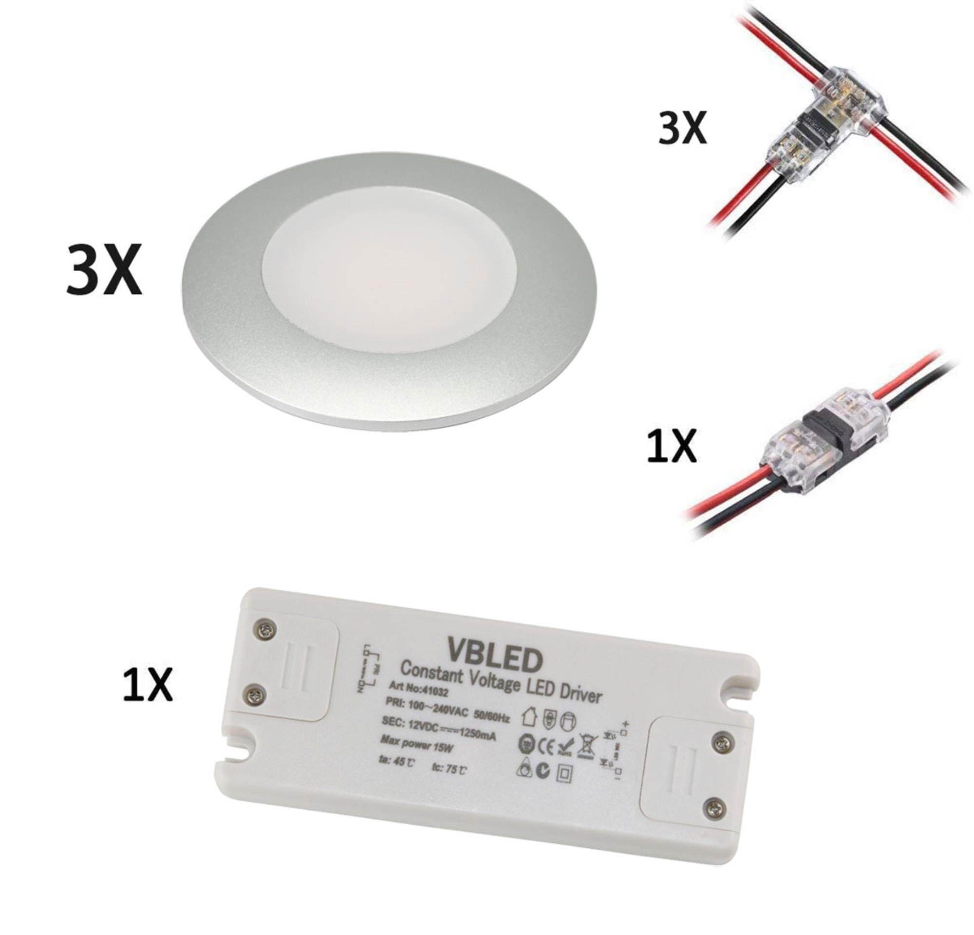 integriert, VBLED fest LED Einbauleuchte, warmweiß LED