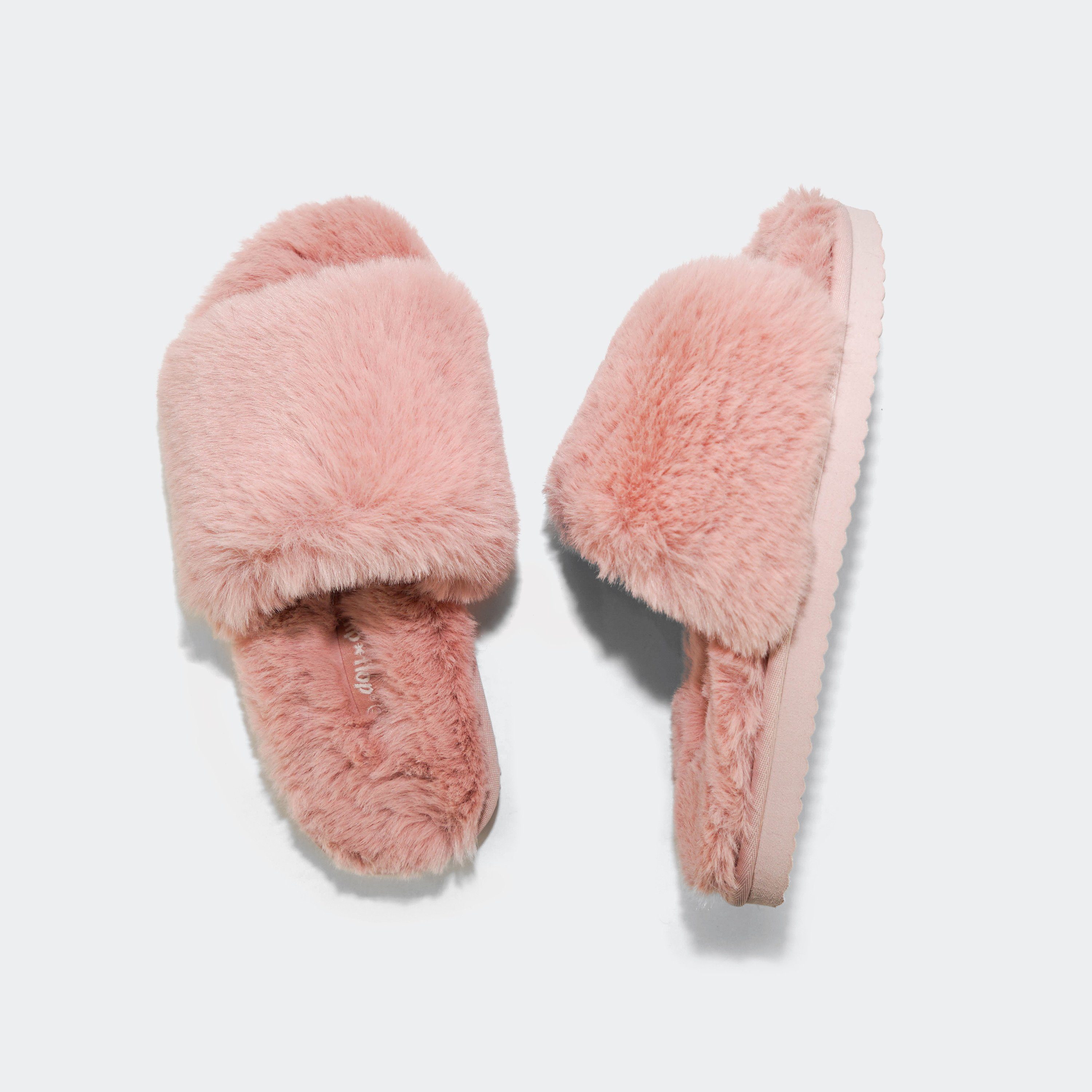 rosa mit Pantoffel slide*fur Innensohle Flop kuscheliger 2 Flip