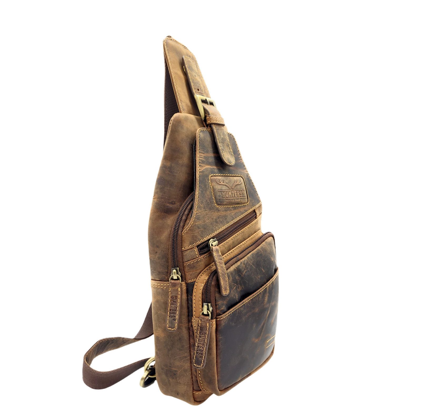 Lemasi Umhängetasche echt Leder Slingbag Crossbody Bag Crossbag, robustes und langlebiges Hunterleder