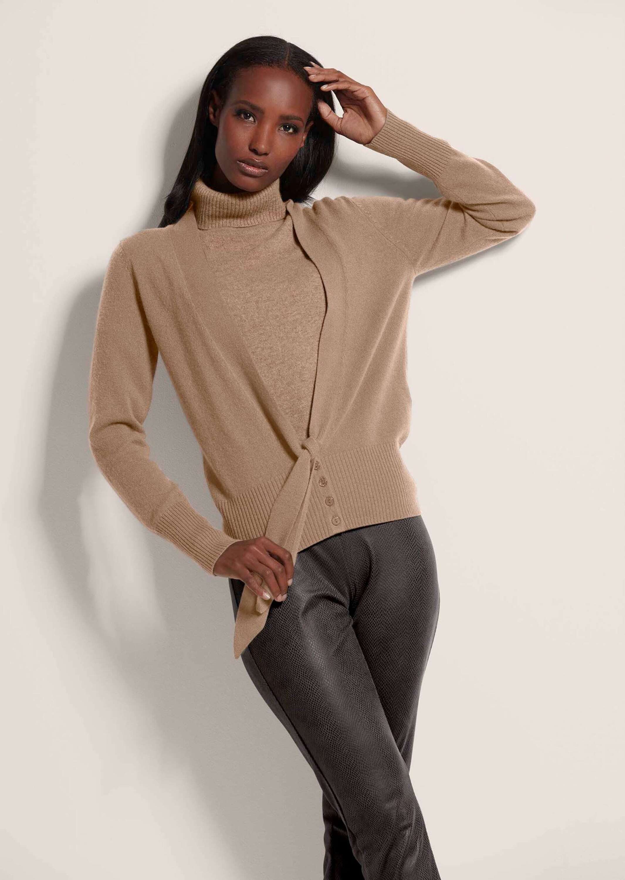 MADELEINE Strickjacke Kaschmir-Strickjacke mit tiefem V-Ausschnitt und Bind günstig online kaufen