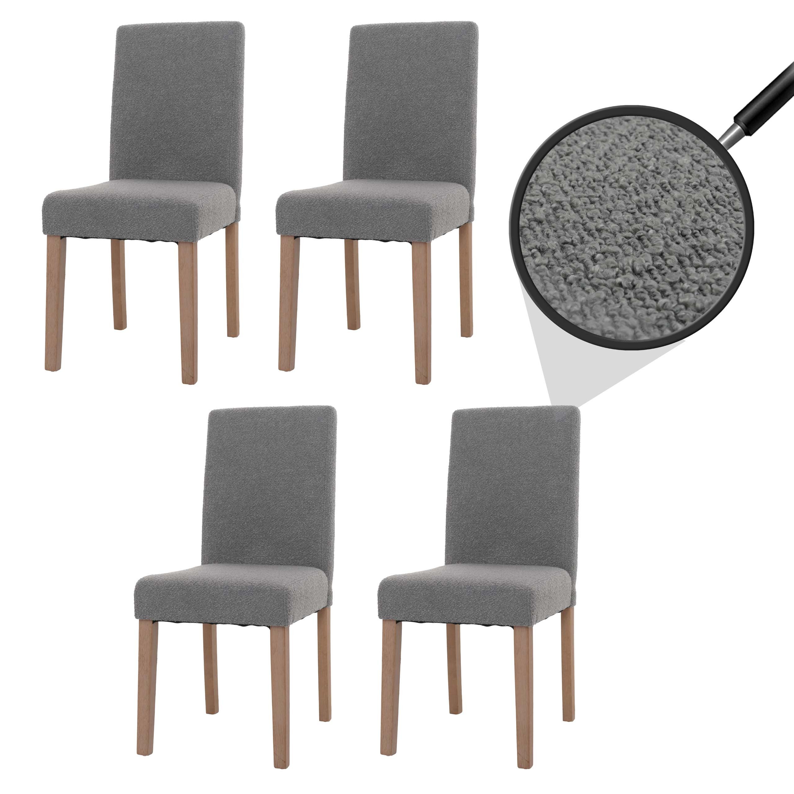 MCW Esszimmerstuhl Litau-BOU-4 (Set, 4 St), Moderner Bouclé-Stoffbezug