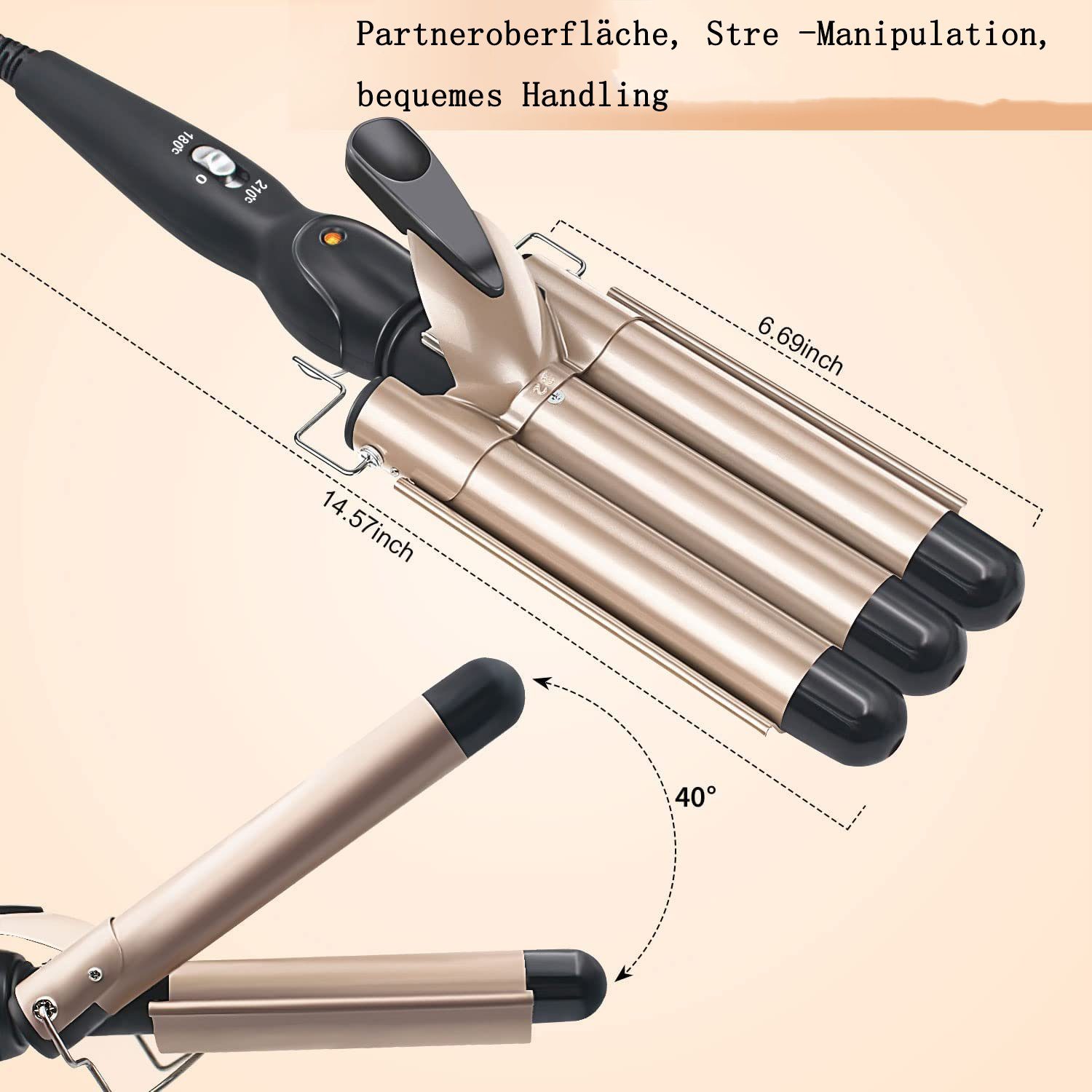 Lockenstab 3 22mm Waves GelldG Lockenstab Fässer, Welleneisen haare, für Lockenstab