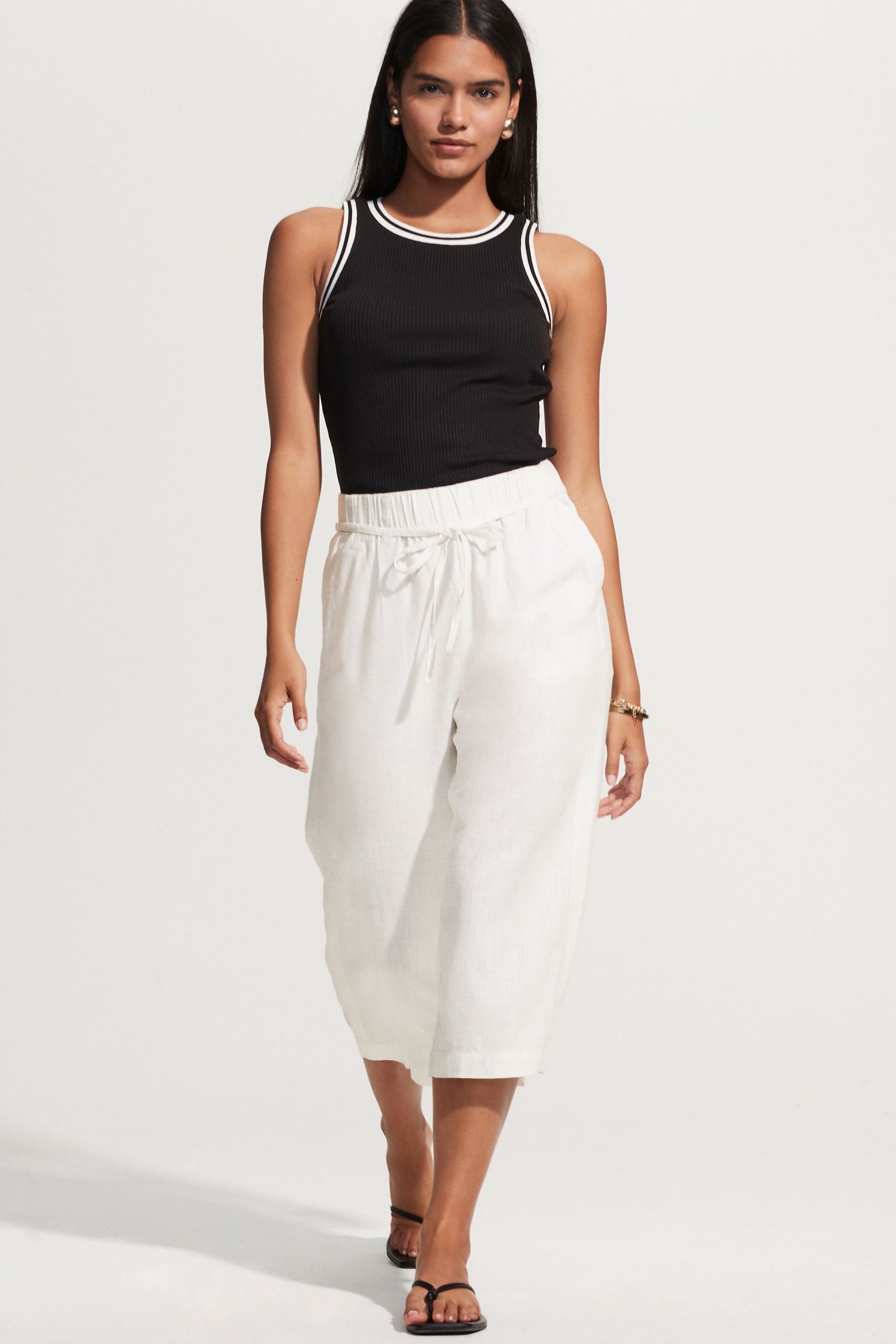 Next Culotte Culotte aus Leinengemisch mit Bindegürtel (1-tlg)