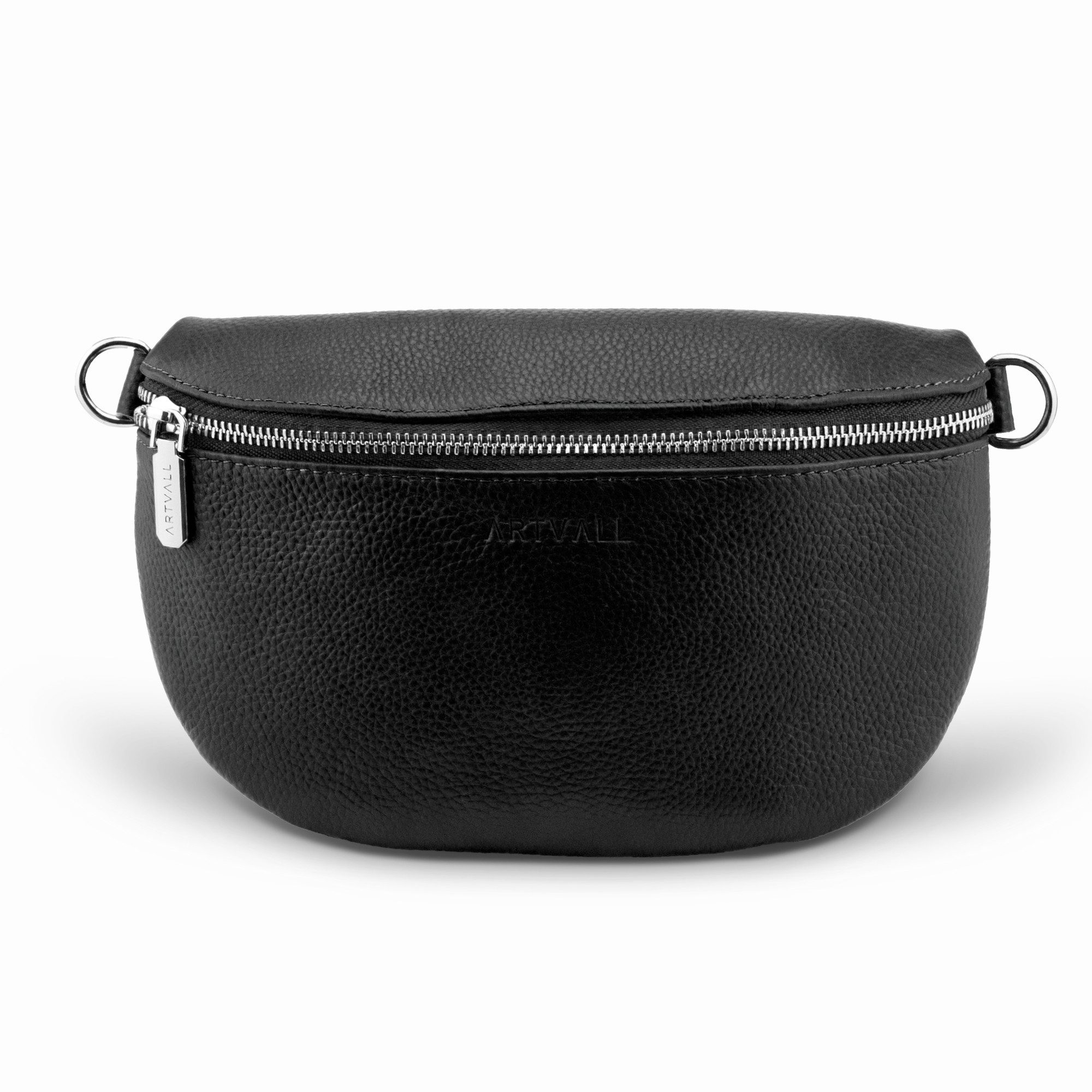 ARTVALL Umhängetasche Echtleder Handtasche Crossbody Bag, Zeitlose Leder-Bauchtasche für unterwegs stilvoll modern Schwarz