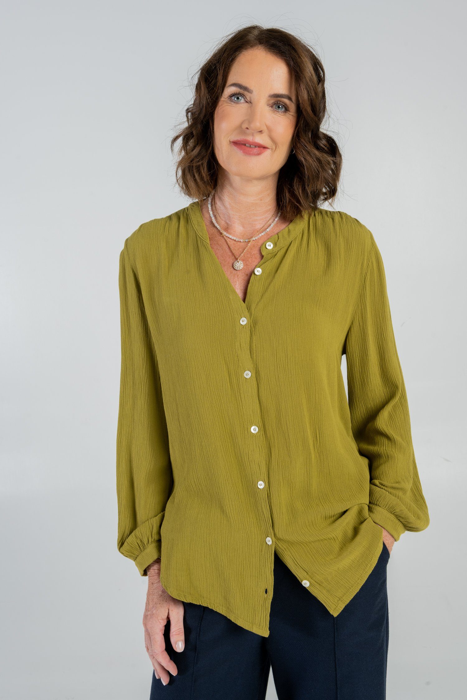 STORY OF MINE Langarmbluse Strukturierte Bluse aus Viskose EcoVero™ green