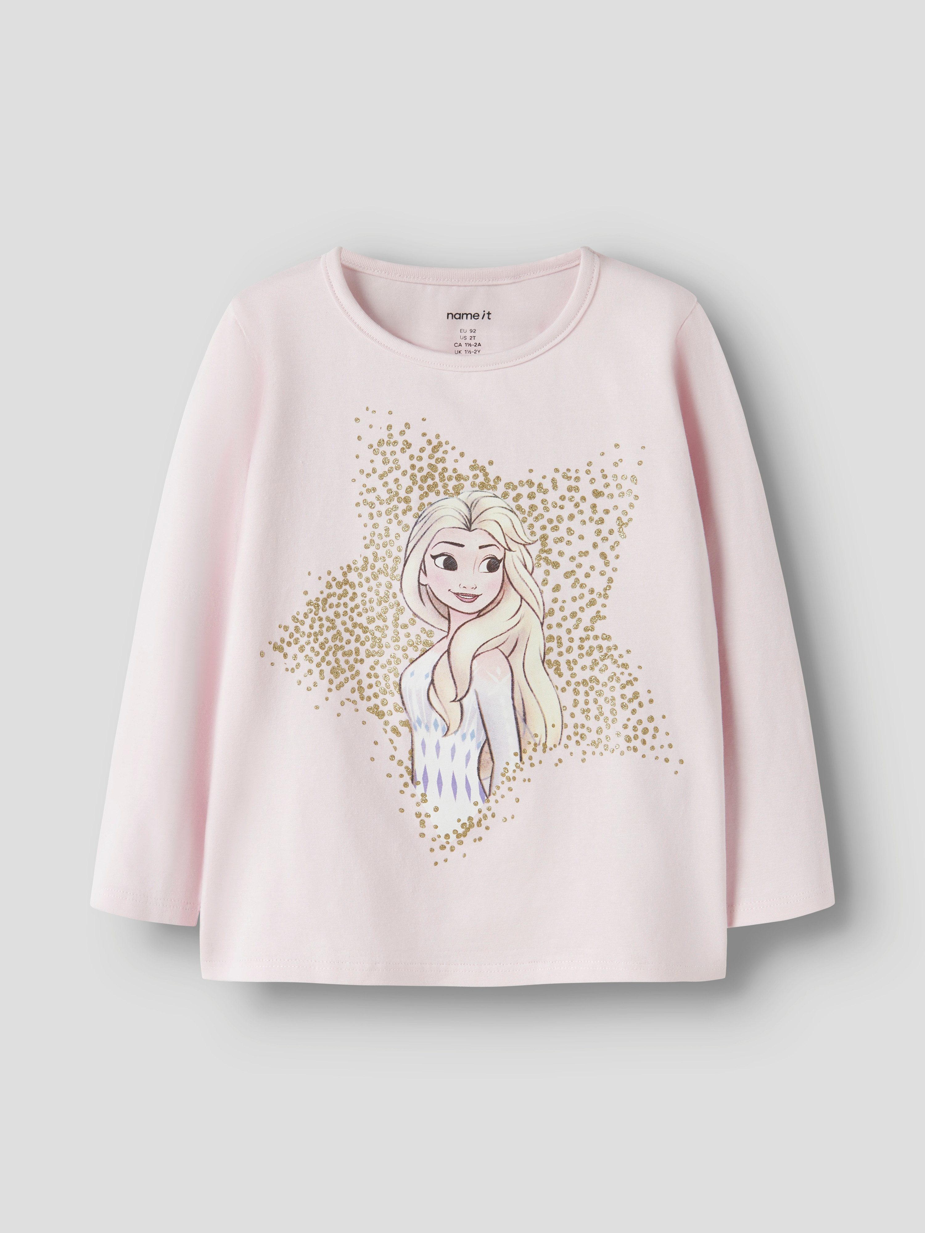 Name It Langarmshirt NMFSOMA FROZEN LS NREG TOP WDI Baumwollmischung, regular fit, die Eiskönigin: mit Elsa Glitzerdruck – Bild 2 von 4
