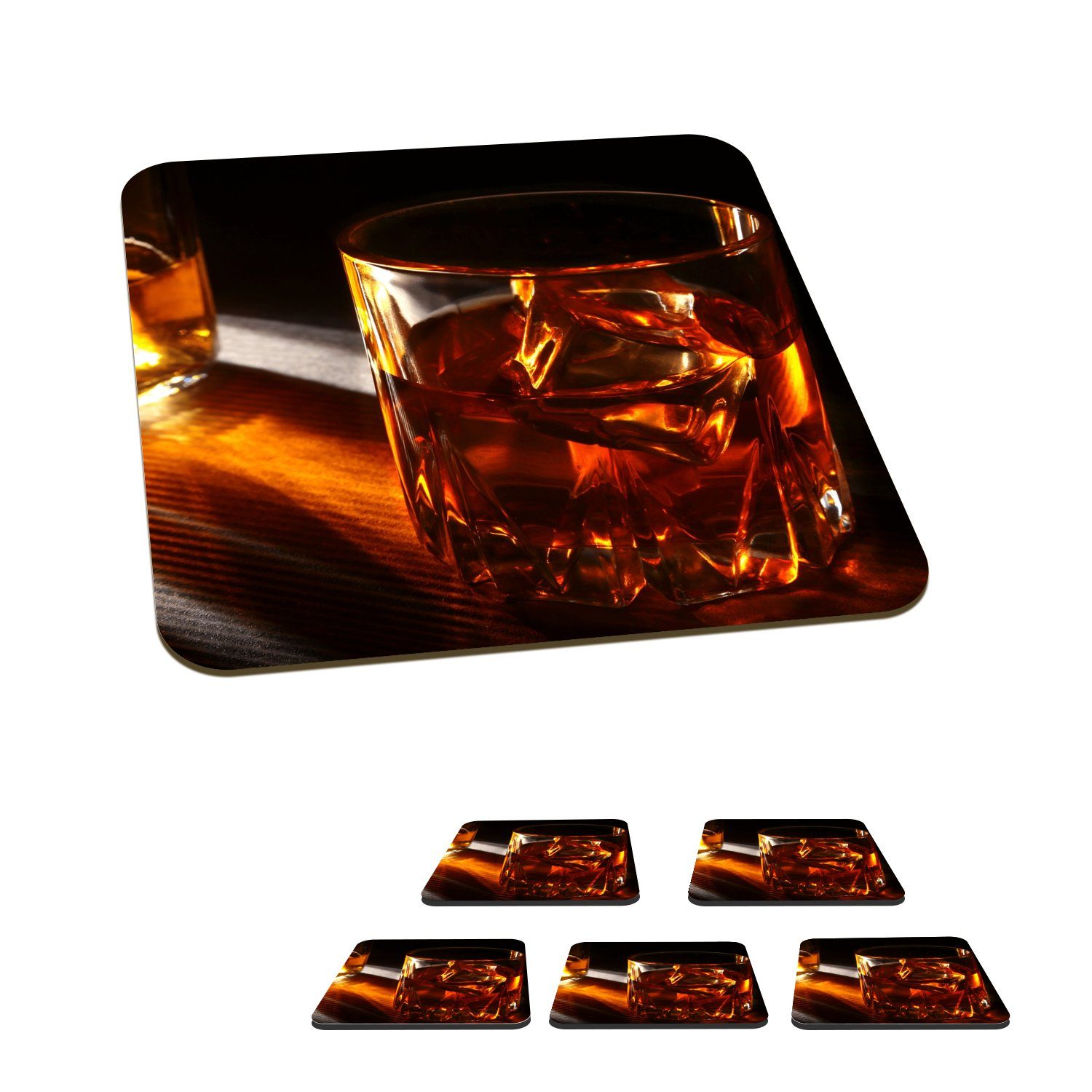 MuchoWow Glasuntersetzer Gläser - Whiskey - Getränke, Zubehör für Gläser, 6-tlg., Glasuntersetzer, Tischuntersetzer, Korkuntersetzer, Untersetzer, Tasse