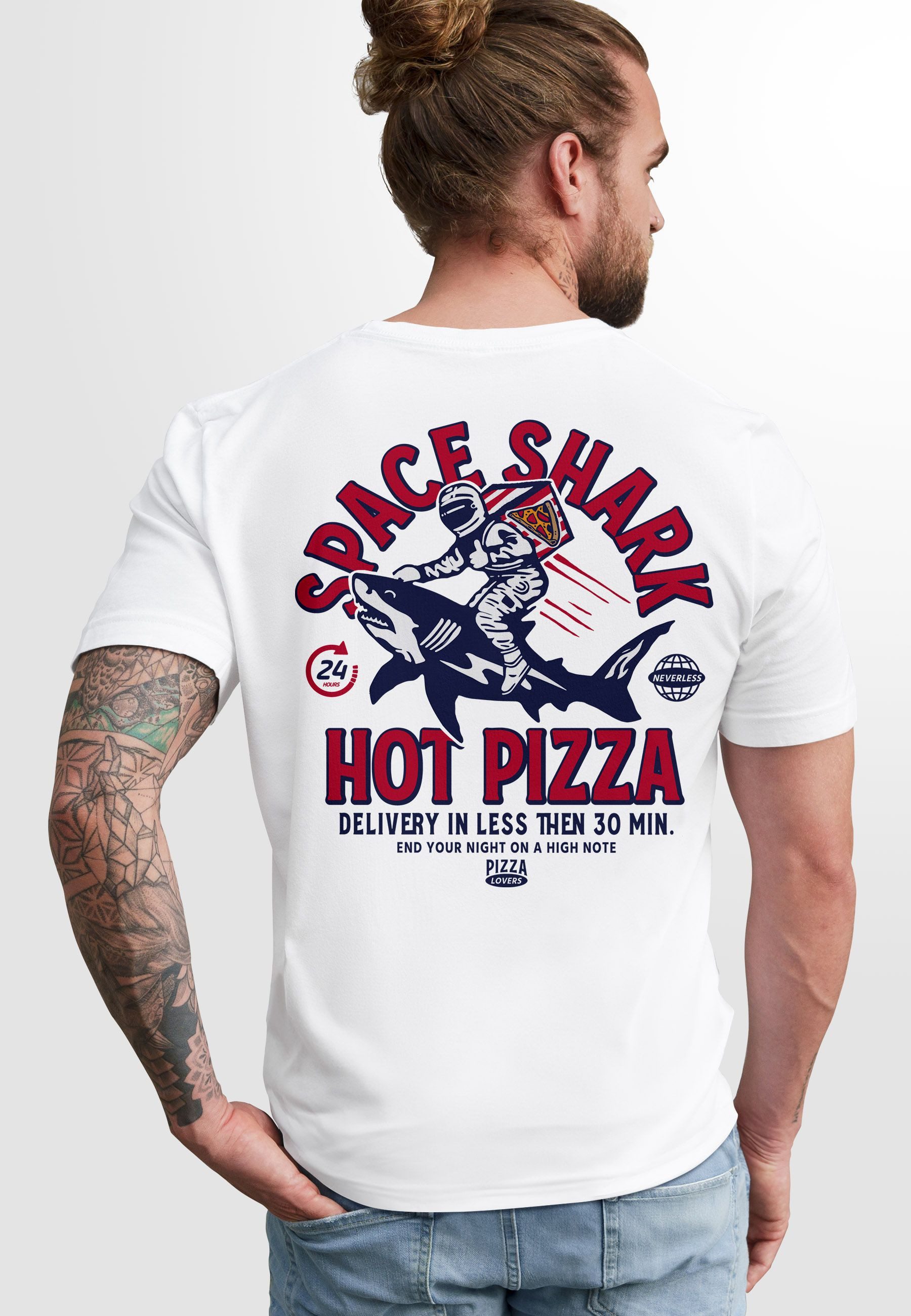 Neverless Print-Shirt Herren T-Shirt Backprint Rückendruck Schriftzug Hot P günstig online kaufen