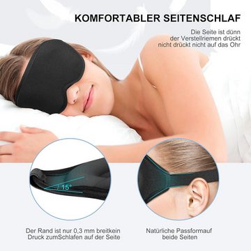 AquaBreeze Schlafmaske Schlafmaske für Seitenschläfer, 3D Augenmaske Schlafmasken, 1-tlg., für Herren und Frauen, 100% Lichtblockierende Schlafbrille, mit Verstellbarem Gummiband für Reisen (Schwarz)