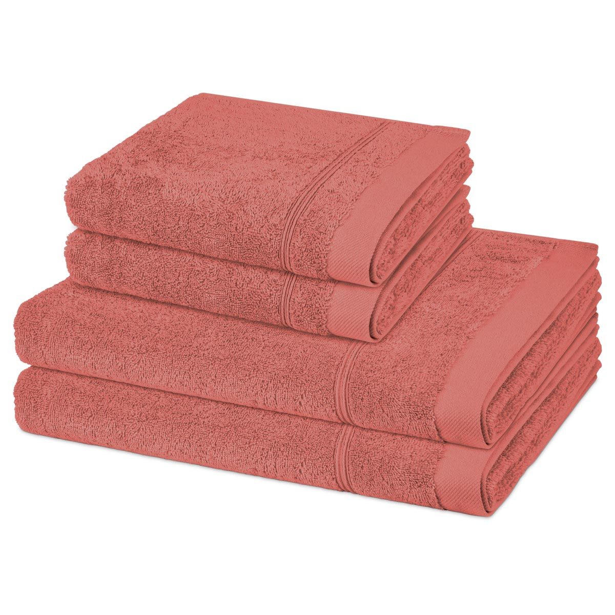 ROSS Handtuch Set Rubin, Walkfrottee (Spar-Set, 4-St), 2 X Handtuch 2 X Duschtuch im Set - Baumwolle - Saugstark