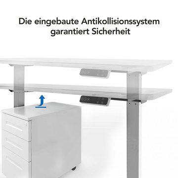 FLEXISPOT Schreibtisch E7, Elektrisch stufenlos höhenverstellbarer Schreibtisch inkl. Tischplatte, mit Kollisionschutz, Memory-Steuerung und Softstart/Stop Funktion, 3-Fach-Teleskop, 120*60/80cm