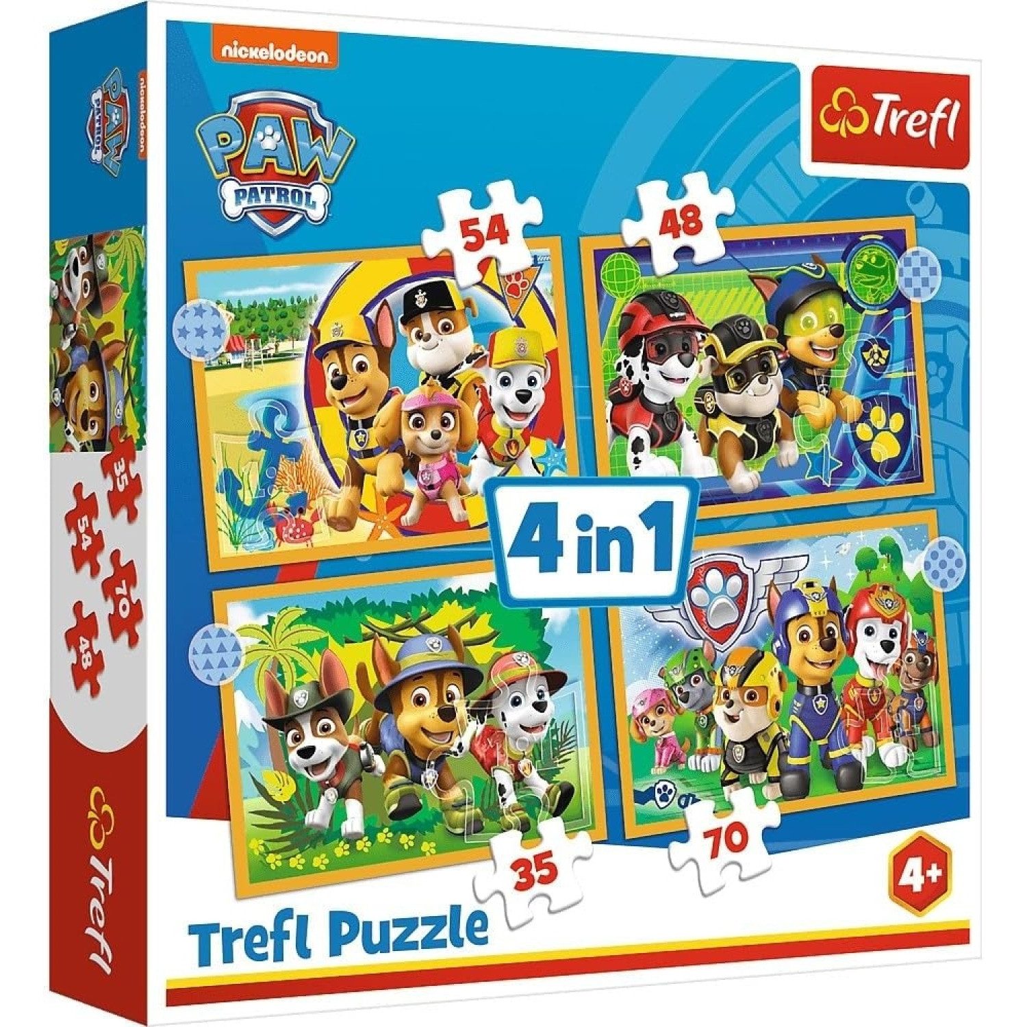 Trefl Puzzle 4 in 1 Puzzle, Das lustige Team von PAW Patrol, von 35 bis 70 günstig online kaufen