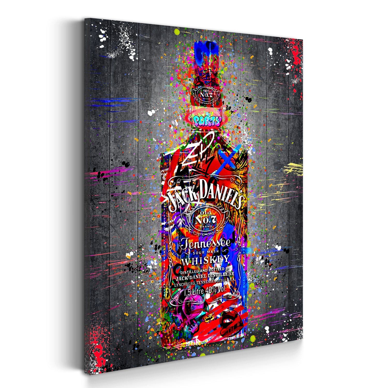 Artedinoi Leinwandbild Jack Whisky mit Glas Wandbild Leinwandbild Kunstdruck XXL Deko