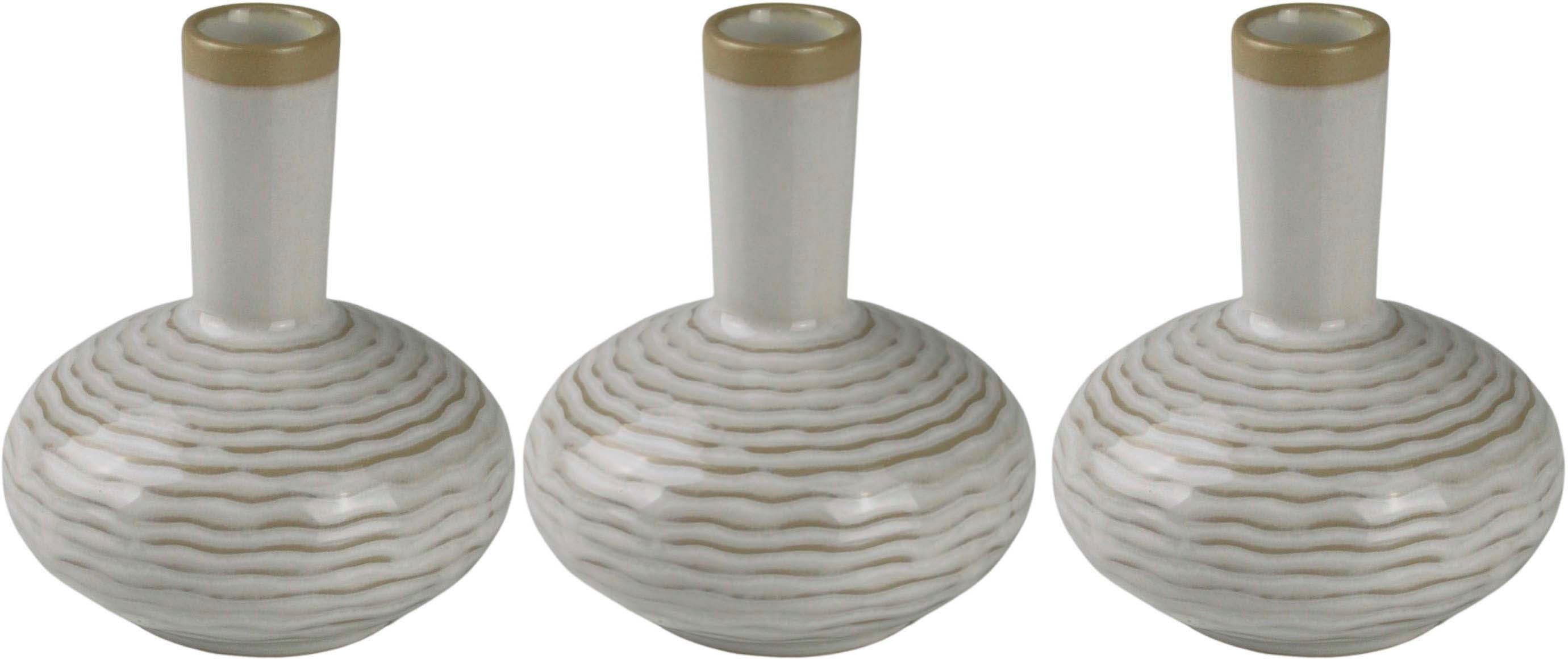 AM Design Tischvase Blumenvase in Flaschen-Form (Set, 3 St), Dekovase aus Keramik, Höhe ca. 10,30 cm