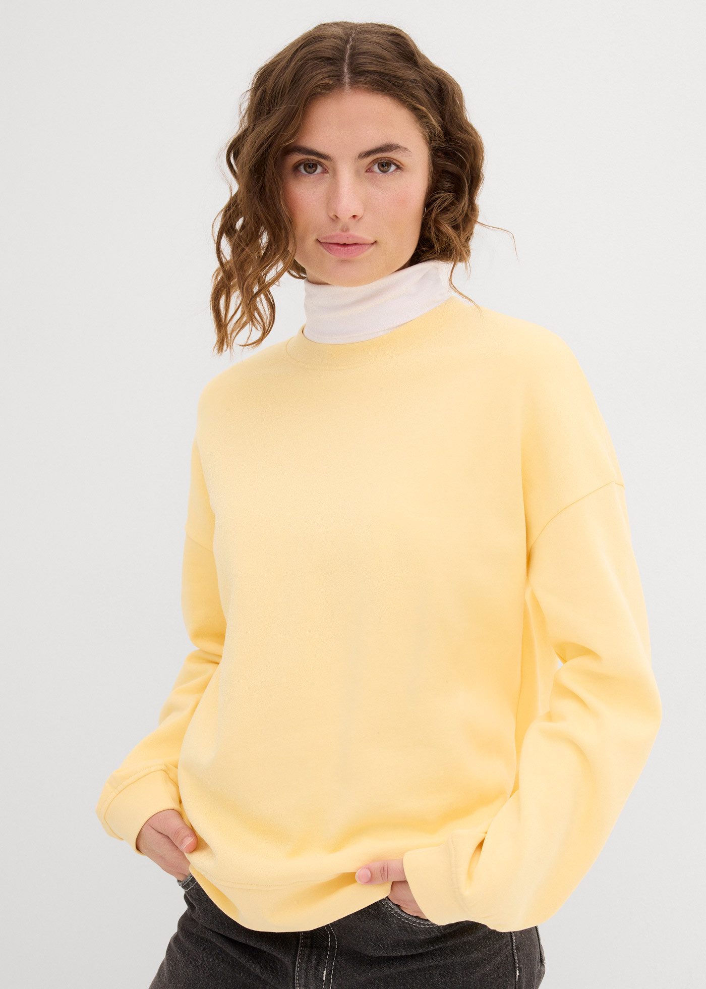 bonprix Sweatshirt Oversize-Passform, aus reiner Baumwolle, elastische Bündchen