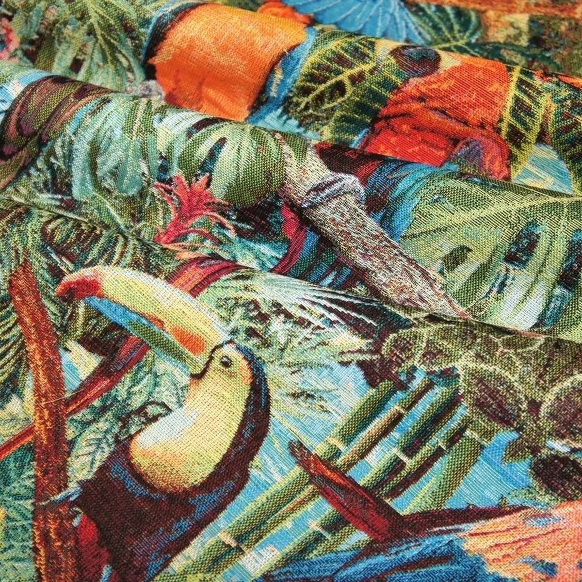 Stofferia Stoff Polsterstoff Gobelin Papagei Jungle Bunt, Breite 140 cm, Meterware