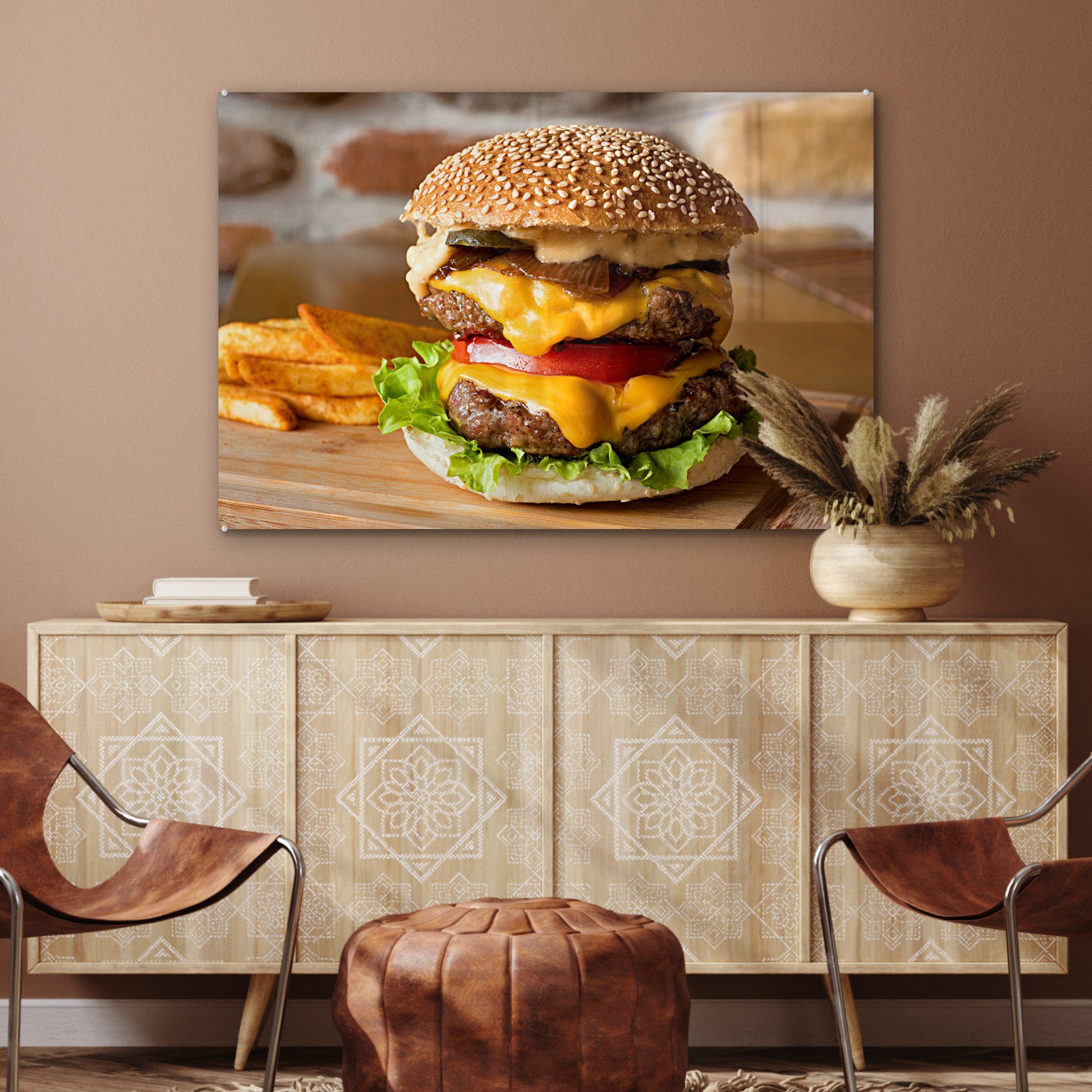 Pommes Schlafzimmer (1 MuchoWow mit Fastfood-Burger frites, Wohnzimmer & St), Acrylglasbilder Acrylglasbild
