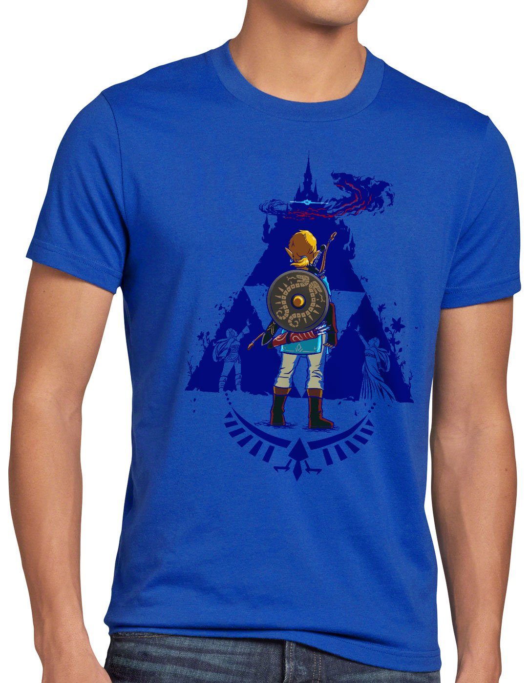 Herren Link gamer schwarz T-Shirt style3 hyrule Blue Breath Print-Shirt