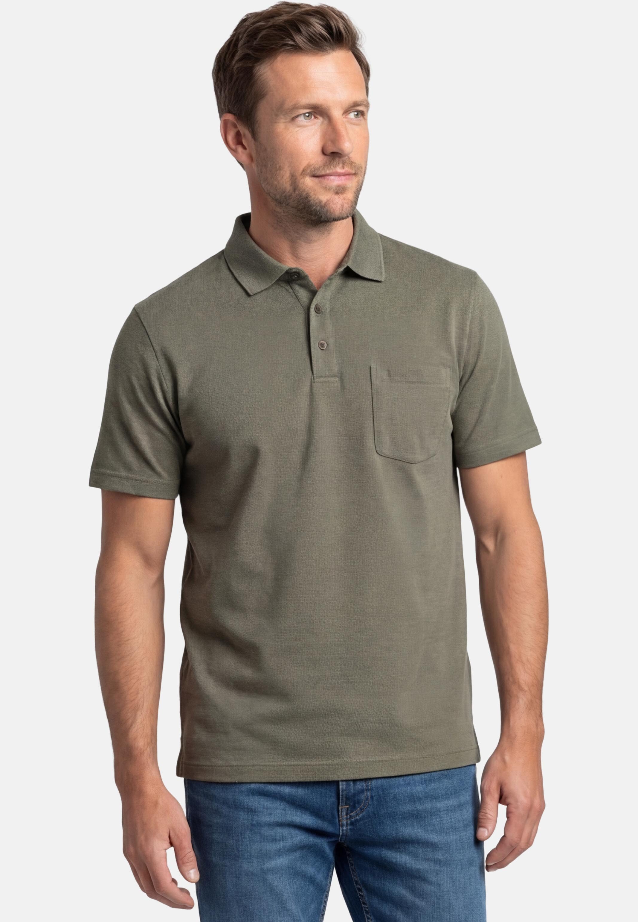 RAGMAN Poloshirt Basic (1-tlg) Poloshirt - Baumwolle - Atmungsaktiv - Dezentes Jacquard-Muster