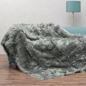 Wohndecke Grace Kuscheldecke Tagesdecke Sofa Fellimitat warm 150x200cm grau, CelinaTex, flauschig,kuschelweich,weich,Wohnraumdekoration,waschbar,effektvoll