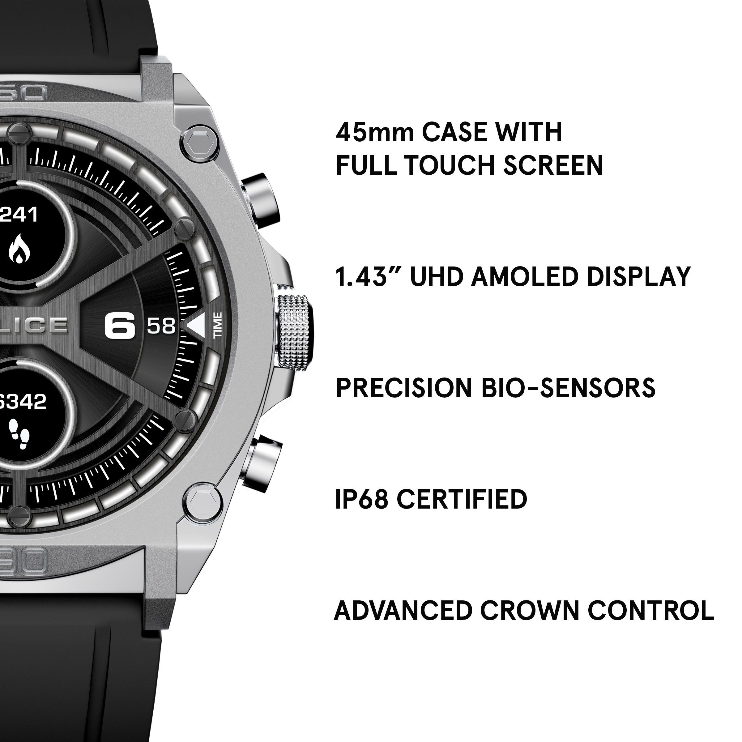 Police Digitaluhr My.Avatar PEIUN0000101, Armbanduhr, Herrenuhr, Silikonarmband, digital, Tag, Wochentag, Monat
