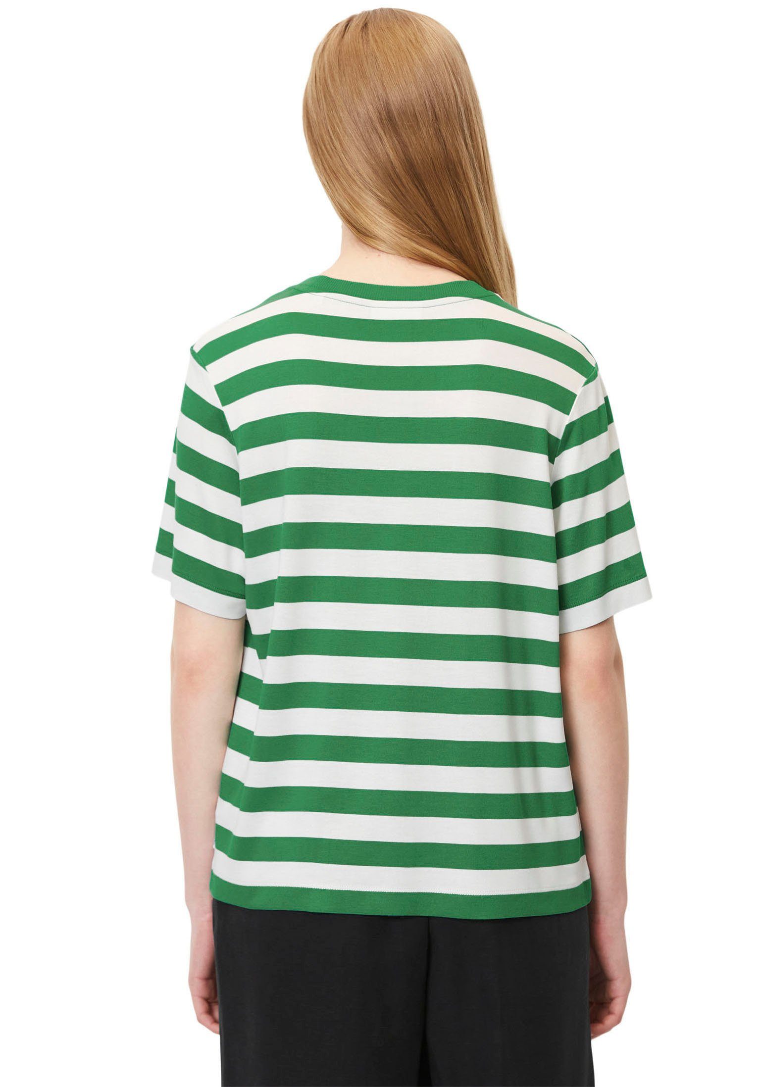 Marc O'Polo DENIM T-Shirt Streifenmuster grün im