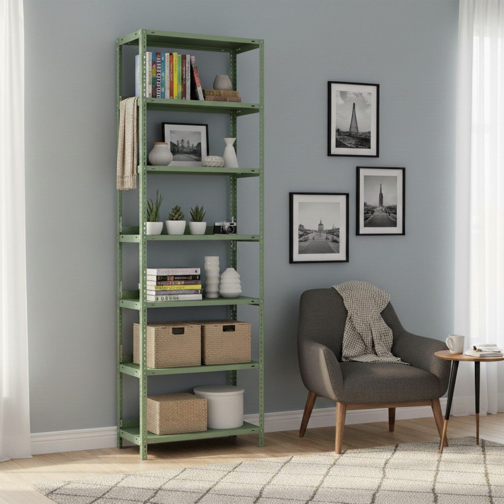 PROREGAL® Schwerlastregal Wohnregal Metallregal MAGNUS 220x75x30cm mit 7 Stahlplatten-Ebenen, Desgin Made in Germany Pulverbeschichtet 60kg/Ebene 420kg Gesamtlast